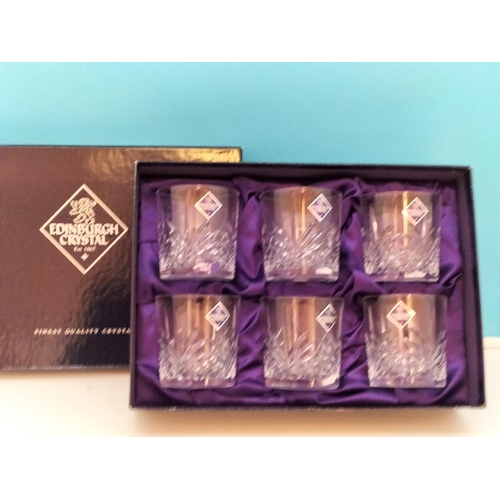 340 - Boxed Edinburgh Crystal Set of 6 Embassy Cut Whisky Tumblers.