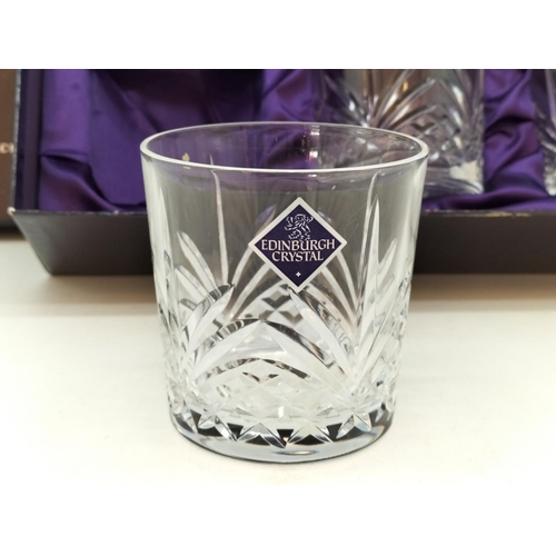 340 - Boxed Edinburgh Crystal Set of 6 Embassy Cut Whisky Tumblers.