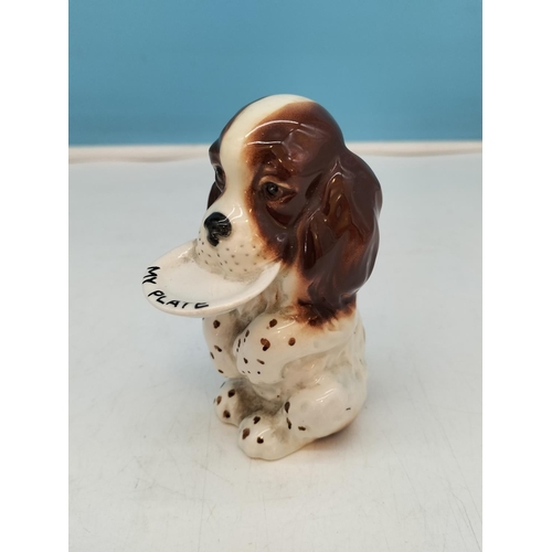 341 - Beswick 11cm Figure of a Spaniel 'My Plate' No 1054.