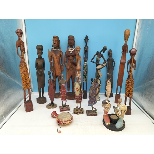 345 - Collection of African Tribal Figures. Tallest 48cm.