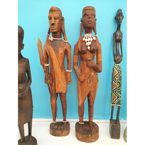 345 - Collection of African Tribal Figures. Tallest 48cm.