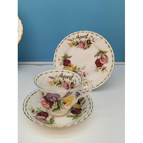 35 - Royal Albert 'Flower of the Month - April' Trio plus Royal Albert 'Old Country Roses' Large Gateau P... 