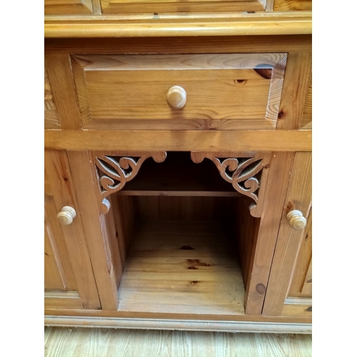 364 - Pine Welsh Dresser with Barley Twist Design Side Columns. 3 Drawers Over 2 Cupboards plus Spice Draw... 