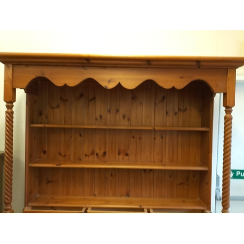 364 - Pine Welsh Dresser with Barley Twist Design Side Columns. 3 Drawers Over 2 Cupboards plus Spice Draw... 