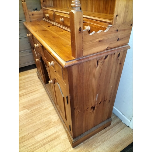 364 - Pine Welsh Dresser with Barley Twist Design Side Columns. 3 Drawers Over 2 Cupboards plus Spice Draw... 