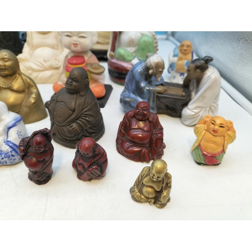 367 - Collection of Ceramic and Resin Buddha Figures. Tallest 25cm.