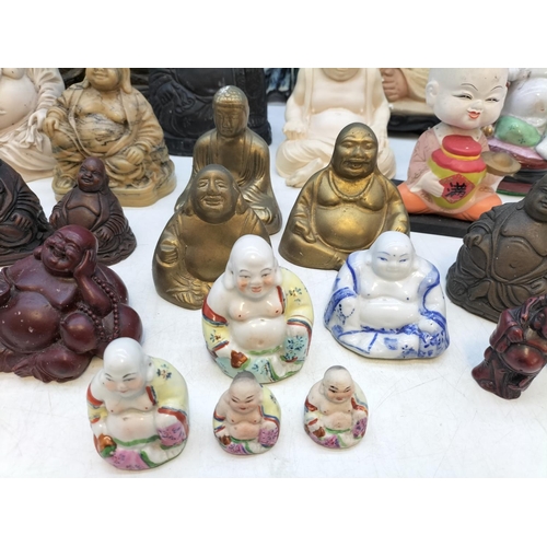 367 - Collection of Ceramic and Resin Buddha Figures. Tallest 25cm.