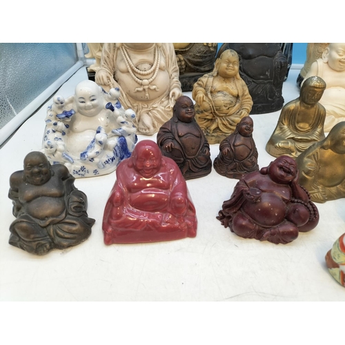 367 - Collection of Ceramic and Resin Buddha Figures. Tallest 25cm.