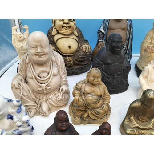 367 - Collection of Ceramic and Resin Buddha Figures. Tallest 25cm.