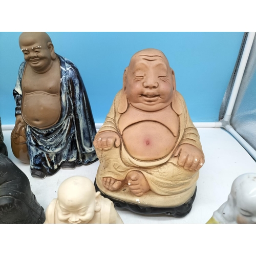 367 - Collection of Ceramic and Resin Buddha Figures. Tallest 25cm.