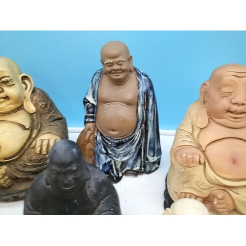 367 - Collection of Ceramic and Resin Buddha Figures. Tallest 25cm.