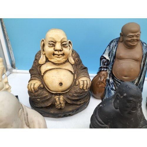 367 - Collection of Ceramic and Resin Buddha Figures. Tallest 25cm.