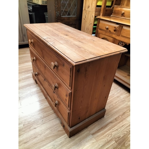 46 - Pine 3 Drawer Bedroom Unit. 78cm High, 109cm x 48cm. Collection Only.