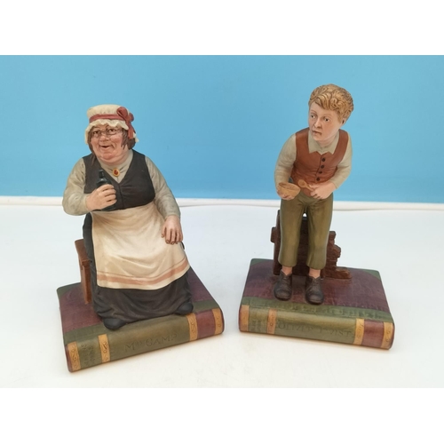 468 - Aynsley Dickens Series 20cm Bookends 'Oliver Twist' and 'Mrs Gamp' plus Boxed New Aynsley 'Windsor' ... 