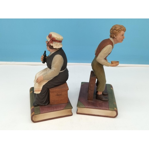 468 - Aynsley Dickens Series 20cm Bookends 'Oliver Twist' and 'Mrs Gamp' plus Boxed New Aynsley 'Windsor' ... 