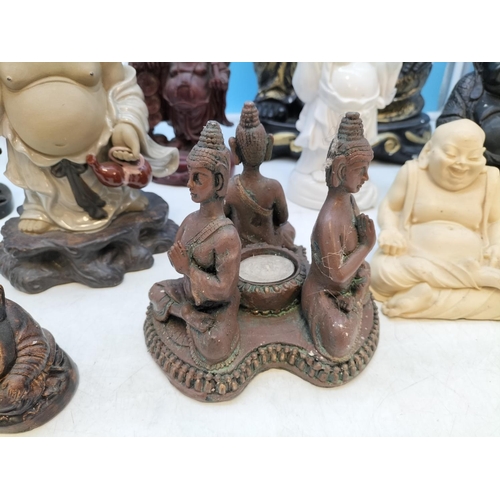 473 - Collection of Ceramic and Resin Buddha Figures. Tallest 32cm.