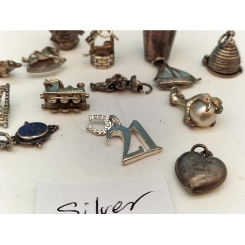 56 - Collection of Mixed Charms. Some Tested as Silver.