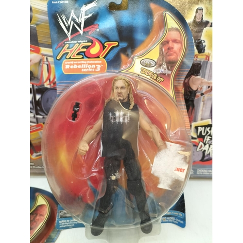 98 - WWF Boxed Play Sets (2), Trash Talkin Stage and Hall of Pain plus Boxed Rebellion 3 Figures (3), Ste... 