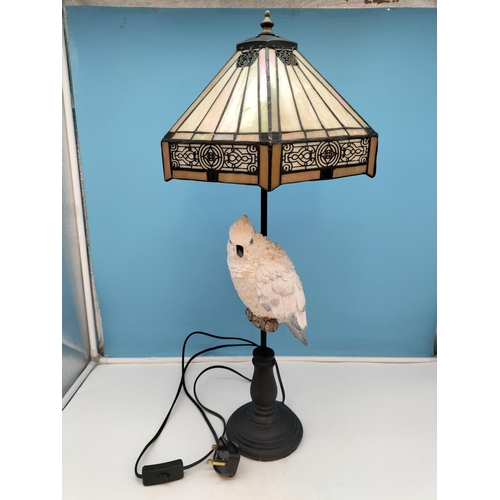 121 - White Cockatiel 64cm Tiffany Style Lamp W/O.