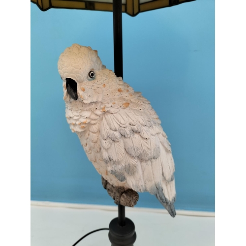 121 - White Cockatiel 64cm Tiffany Style Lamp W/O.