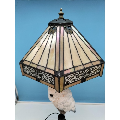 121 - White Cockatiel 64cm Tiffany Style Lamp W/O.