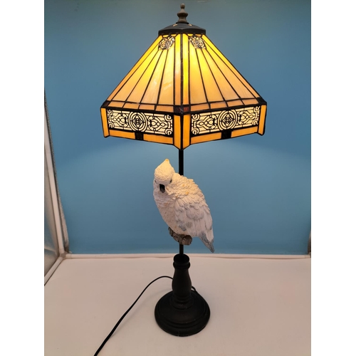 121 - White Cockatiel 64cm Tiffany Style Lamp W/O.