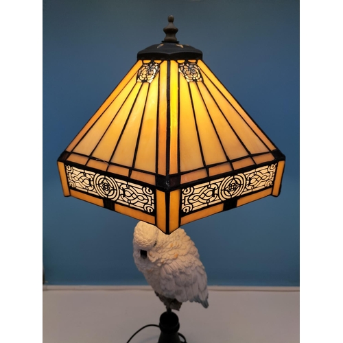 121 - White Cockatiel 64cm Tiffany Style Lamp W/O.