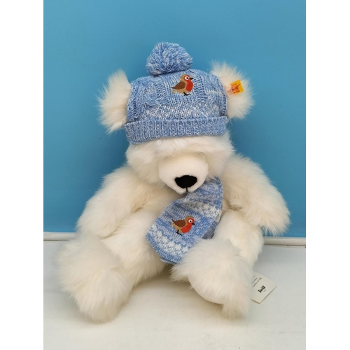 15A - New with Tags. Steiff 'Winter White' Teddy Bear 690266. 38cm Tall.