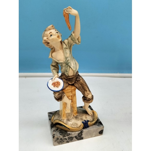 169 - Depose Italy 21cm Boy Figures (2) on Marble Base, Nos 722 and 723.