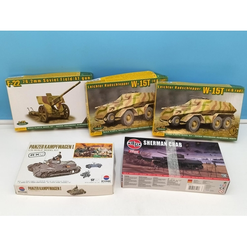 171 - Military Model Kits (5) to include Sherman Crab.