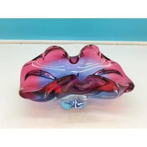 192 - Chribska Bohemia Glass Splash Bowl. 11cm High, 22cm x 13.5cm.