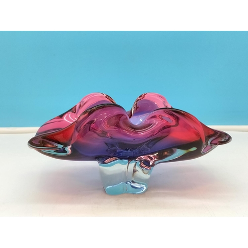 192 - Chribska Bohemia Glass Splash Bowl. 11cm High, 22cm x 13.5cm.