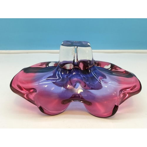 192 - Chribska Bohemia Glass Splash Bowl. 11cm High, 22cm x 13.5cm.