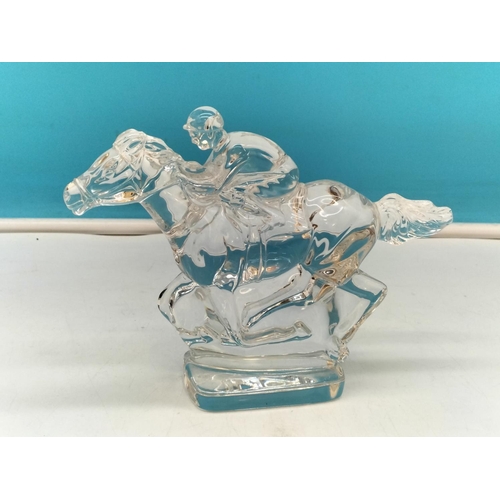 200A - Waterford Crystal Horse and Jockey Figure. 14.5cm High, 20cm x 5cm.