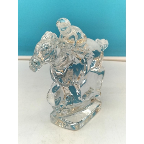 200A - Waterford Crystal Horse and Jockey Figure. 14.5cm High, 20cm x 5cm.