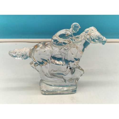 200A - Waterford Crystal Horse and Jockey Figure. 14.5cm High, 20cm x 5cm.