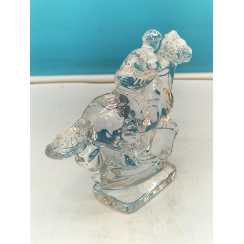 200A - Waterford Crystal Horse and Jockey Figure. 14.5cm High, 20cm x 5cm.