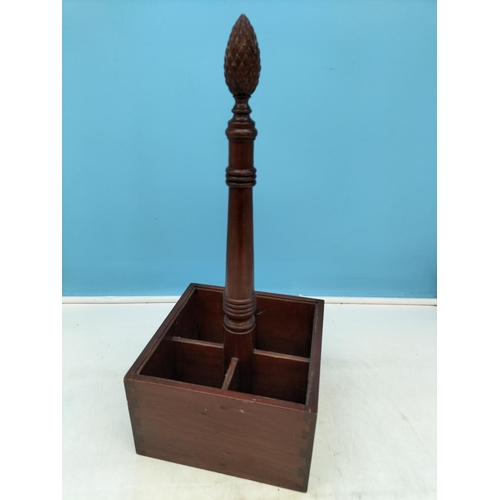 202 - Mahogany Bottle Carrier/Holder. 45cm High, 20cm x 20cm.