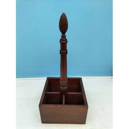 202 - Mahogany Bottle Carrier/Holder. 45cm High, 20cm x 20cm.