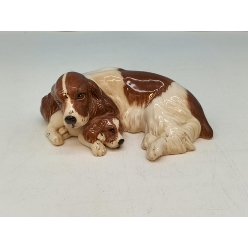 20A - Royal Doulton Figure of a Spaniel with Puppies. 5cm High, 15cm x 9cm.