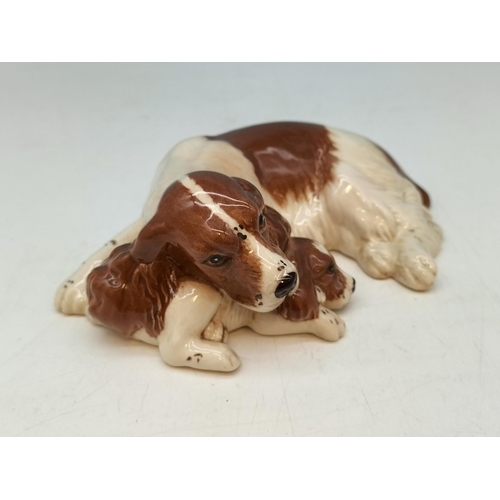 20A - Royal Doulton Figure of a Spaniel with Puppies. 5cm High, 15cm x 9cm.