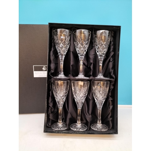 249 - Boxed Roya Doulton Crystal Stemware 19cm Wine Glasses (6).