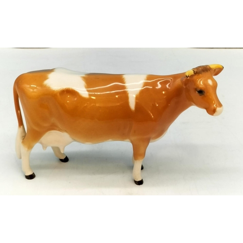 250A - Beswick figure of a Guernsey Cow. Nibble to Ear. 10cm High, 17cm x 5cm.