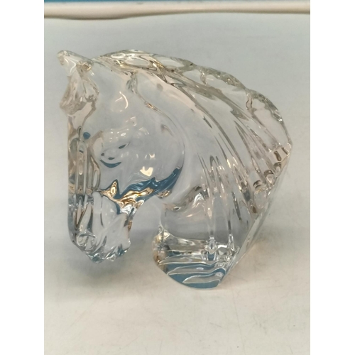 25A - Waterford Crystal Horses Head Bust. 10.5cm High, 11cm x 6cm.