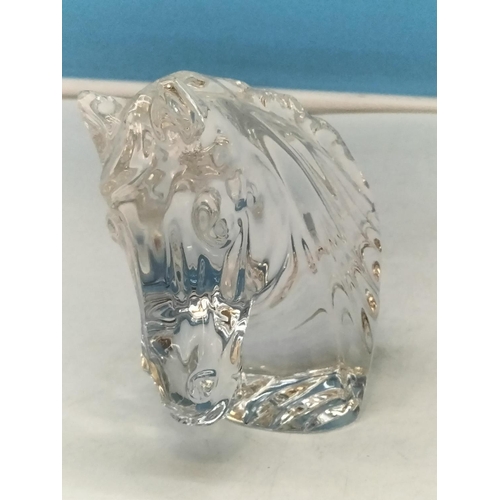 25A - Waterford Crystal Horses Head Bust. 10.5cm High, 11cm x 6cm.