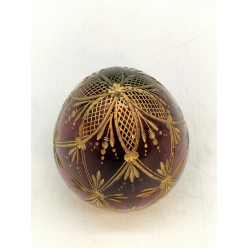 295A - Faberge Modern 6cm Ruby and Gilt Glass Egg.