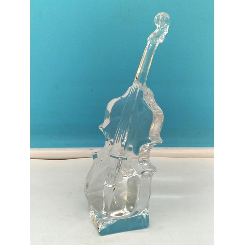 305A - Crystal D'Arques Glass Violin/Cello/Double Bass. 18cm Tall.