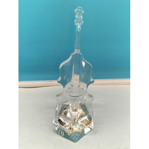 305A - Crystal D'Arques Glass Violin/Cello/Double Bass. 18cm Tall.