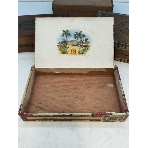 307 - Vintage Empty Cigar Boxes (4). Largest 6cm High, 22cm x 15.5cm.