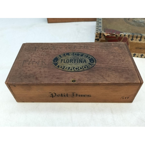 307 - Vintage Empty Cigar Boxes (4). Largest 6cm High, 22cm x 15.5cm.